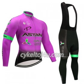 Cykeltrøje Langærmet + Bib Cykelbukser 2017 Astana Pro Team Dame N003